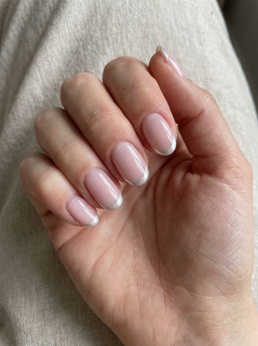 Milky Chrome French Nails als French Chrome Nägel Inspiration 2026